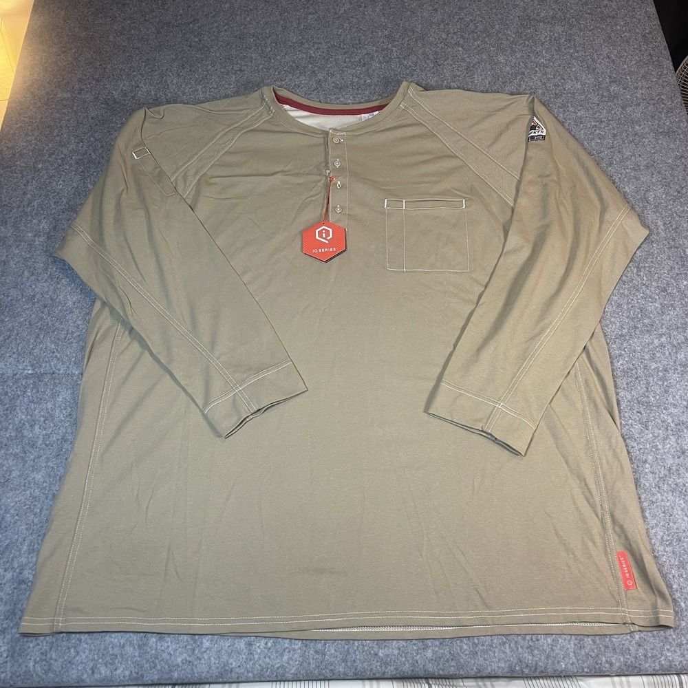 NWT Bulwark FR Henley Shirt Men 3XL Khaki IQ Series FR CAT2 Long Sleeve Workwear
